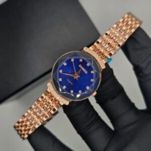 Elegant Rose Gold Chain Blue Dial Watch (( Ladies )