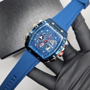 X Gear Modern Edge Blue Square Chrono Watch