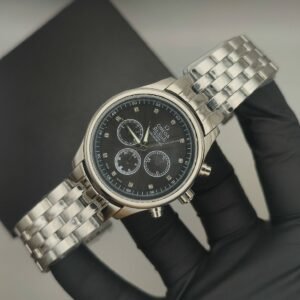 “Omega Silver Royale Automatic Watch with Skeleton Back (Black)”