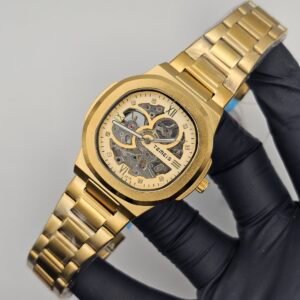 Luxury Automatic Watch with Skeleton Back (GOLD)
